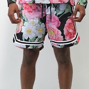 Primitive Eden Black & Floral Mesh Skateboarding Shorts Sz M